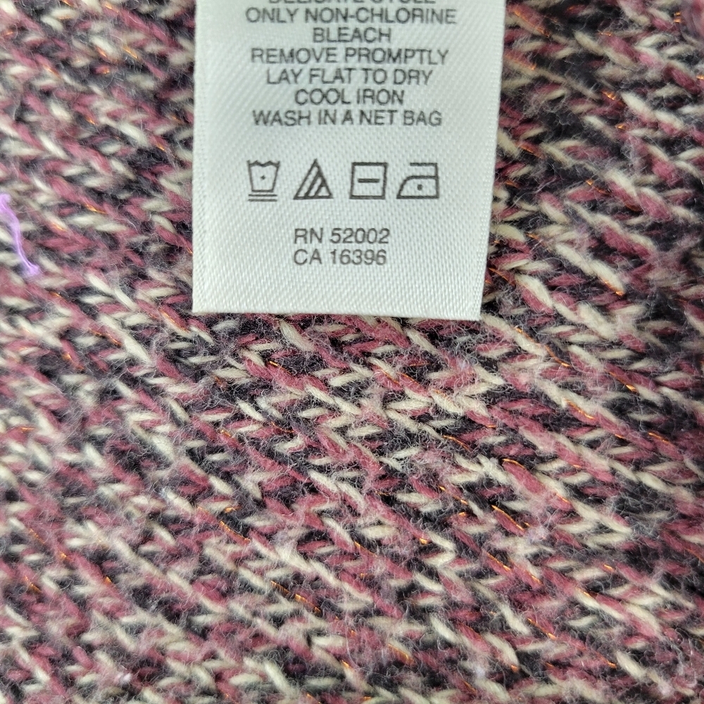 DKNY Jean Cardigan Cotton Blend Flower Embellishment Marled Pink Brown Size XL - Picture 14 of 15